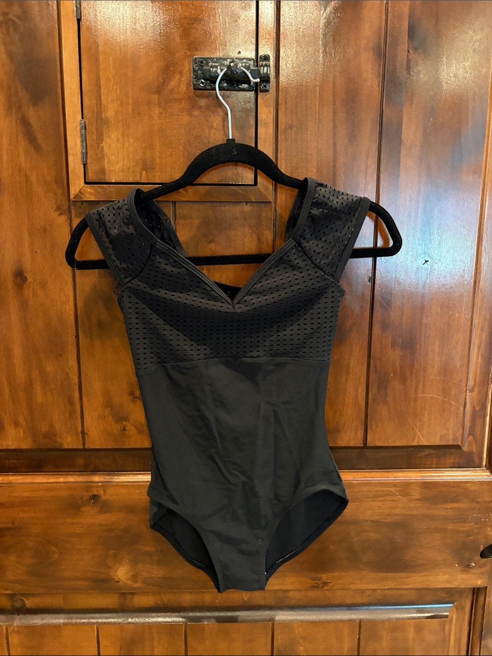 🖤 Jule Black Mesh-Top Leotard
